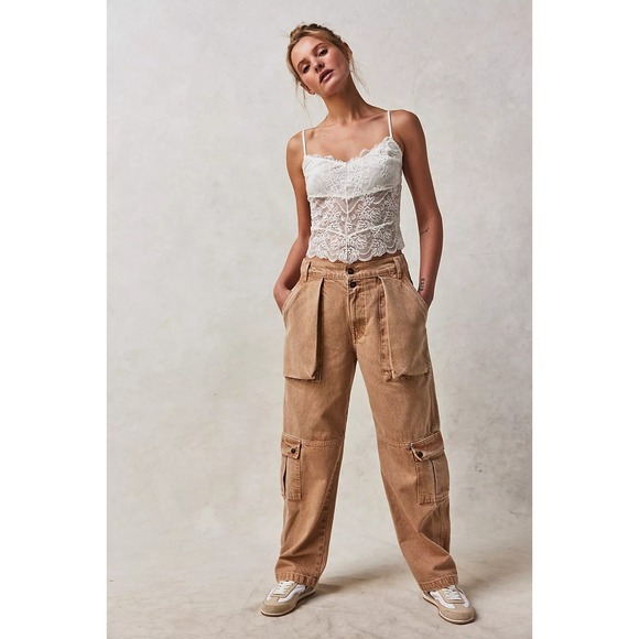 We The Free Denim - NWOT We The‎ Free Marx Slouchy Cargo Jeans Size 27 Tan 29X28